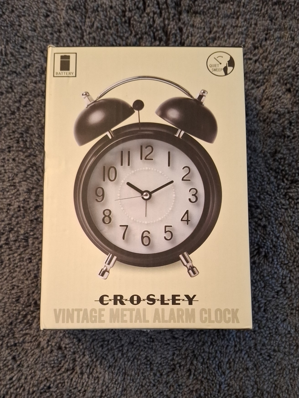 Crosley Black Twin-Bell Metal Wall Clock
